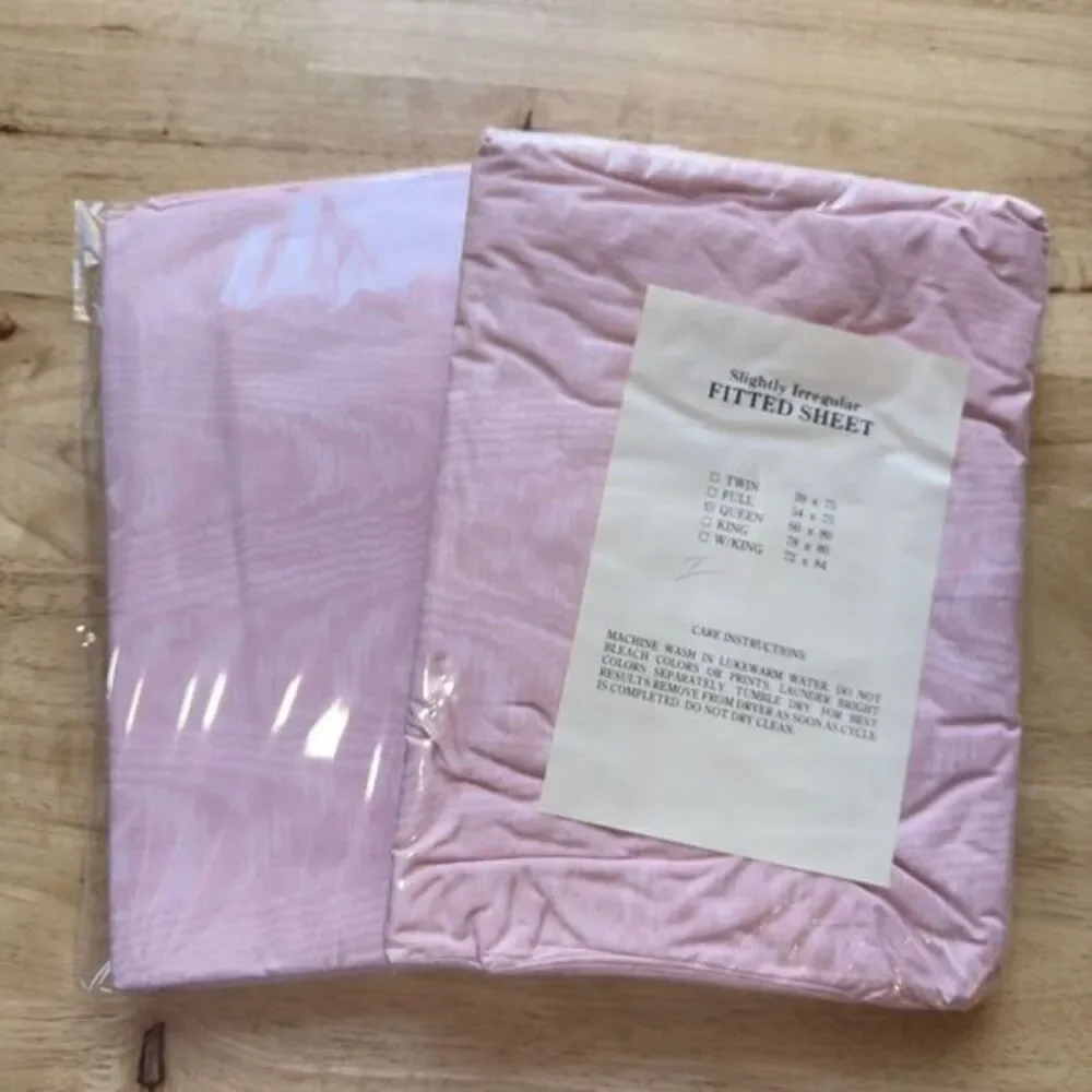 Laura Ashley Salon -Pink Vintage Cotton No-Iron QUEEN Sheets Flat Fitted NEW IRR